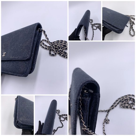 Authentic CHANEL Lace Embossed Wallet-on-the-chain WOC Crossbody Flap bag - Picture 11 of 16